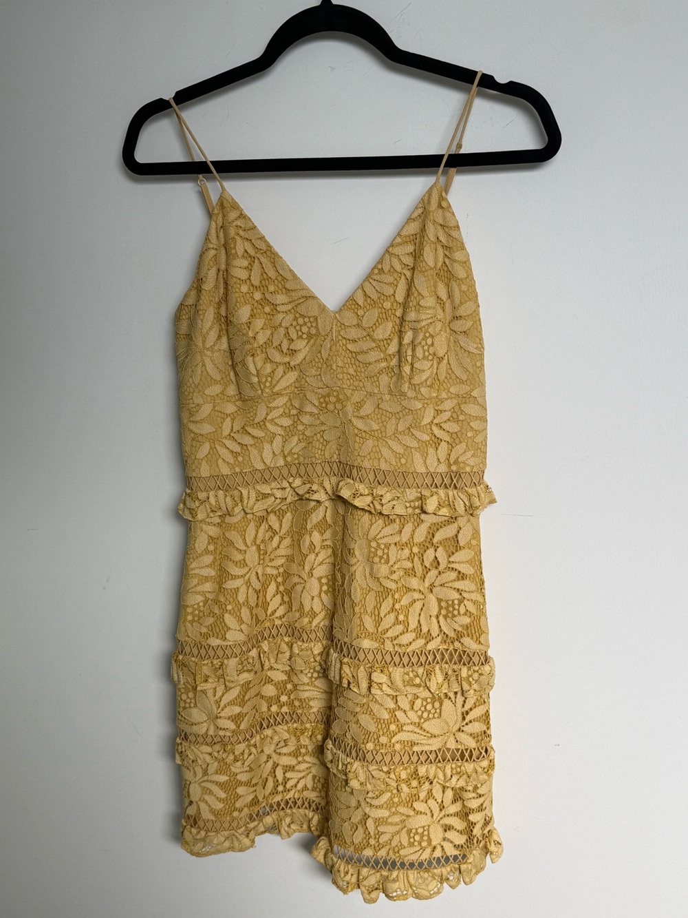 KEEPSAKE the Label Sunflower Yellow Lace Tiered Mini Dress